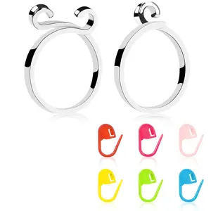 Adjustable Crochet Ring Set, 2 Pieces with 6 Stitch Markers, Perfect Tool for Daily Knitting Work, Finger Crochet Rings, Crochet Gift Kit