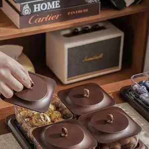 4-Grid Clear Snack Tray | Ergonomic Grip | Dustproof Organizer Snack Box Container Your new go-to for neat, fresh snacks! 🎉