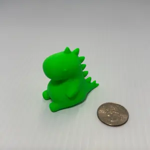 3D Printed Chubby Green Dinosaur Figure - Green Color, Simple Design, Super cute