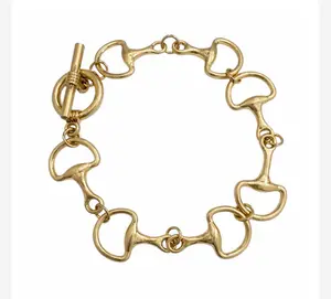 Brushed Gold Horse Bit Bracelet