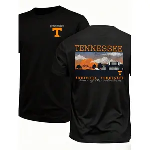 oein Cotton Men's T-Shirts, Men's Tennessee Volunteers Campus Scene Core T-Shirts, Volunteers Fan Game Day T-Shirts, Graphic Print Men's Short Sleeves, Everyday Casual Men's T-Shirts