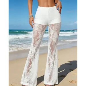 Women's Solid Color Lace Flared Pants