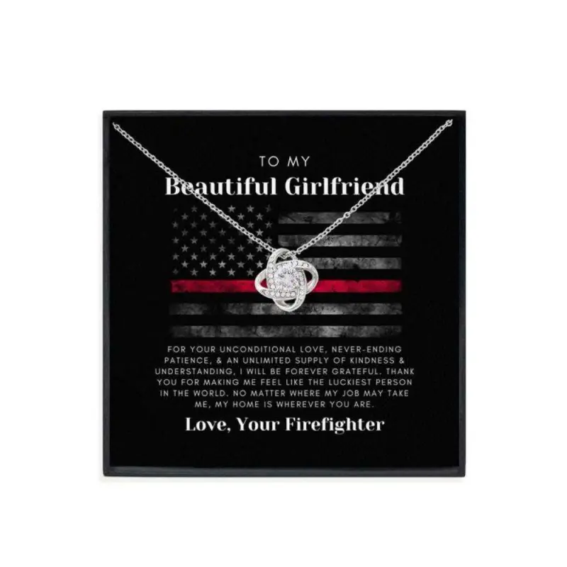 Girlfriend Necklace, Love Knot Necklace For Firefighter Girlfriend, Fire Fighter Girlfriend Birthday Necklace Gift, Friendship necklace, matching sets, BFF gifts, meaningful jewelry, best friend forever