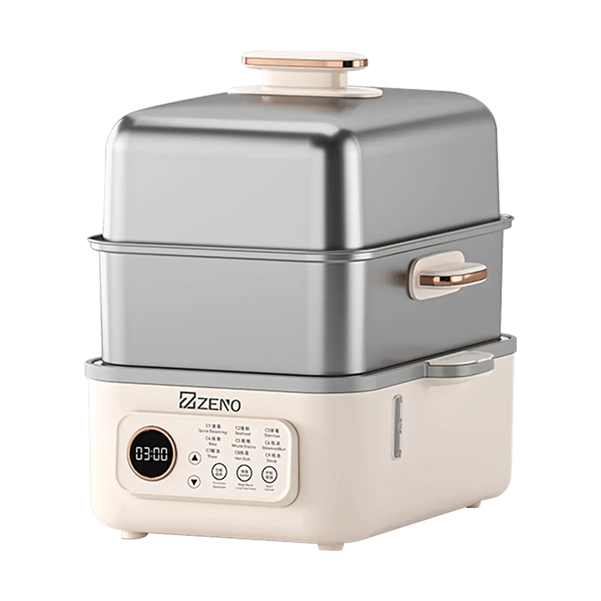 ZENO 17L Large Capacity Smart Electric Steamer Pot, Multi-functional Stainless Steel Double Layer Steaming Cooker with Timer & Keep Warm, DZG-GP19881Y