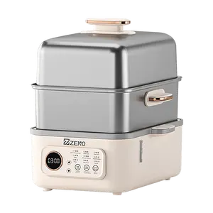 ZENO 17L Large Capacity Smart Electric Steamer Pot, Multi-functional Stainless Steel Double Layer Steaming Cooker with Timer & Keep Warm, DZG-GP19881Y