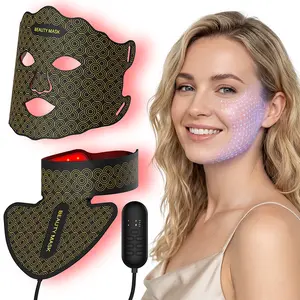 SINORIKO 7-Color LED Facial & Neck Mask Red Light Therapy Mask for Skin Rejuvenation Acne Control Firming Anti-Aging at Home Beauty Mask