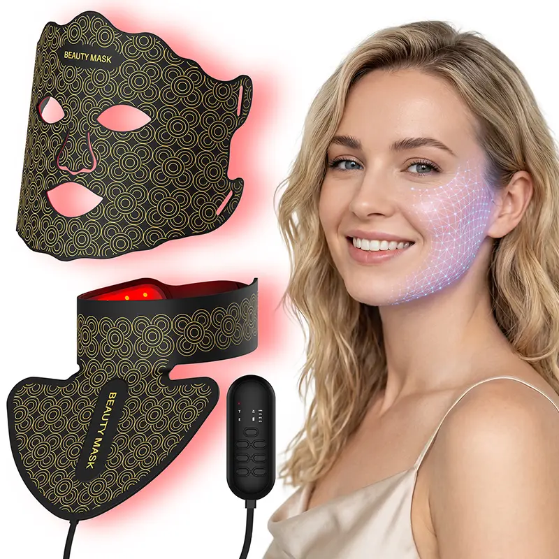 [dealsforyoudays] SINORIKO 7-Color LED Facial & Neck Mask Red Light Therapy Mask for Skin Rejuvenation Acne Control Firming Anti-Aging at Home Beauty Mask