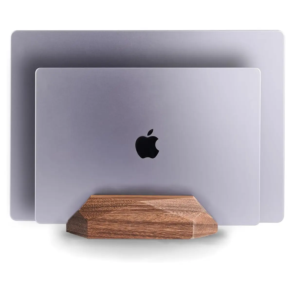 Dual Laptop Stand, Adjustable Vertical Laptop Holder with 2 Slots, Wooden Laptop Dock for Desk, Space-Saving MacBook & Surface Pro Stand, Fits Most Laptops