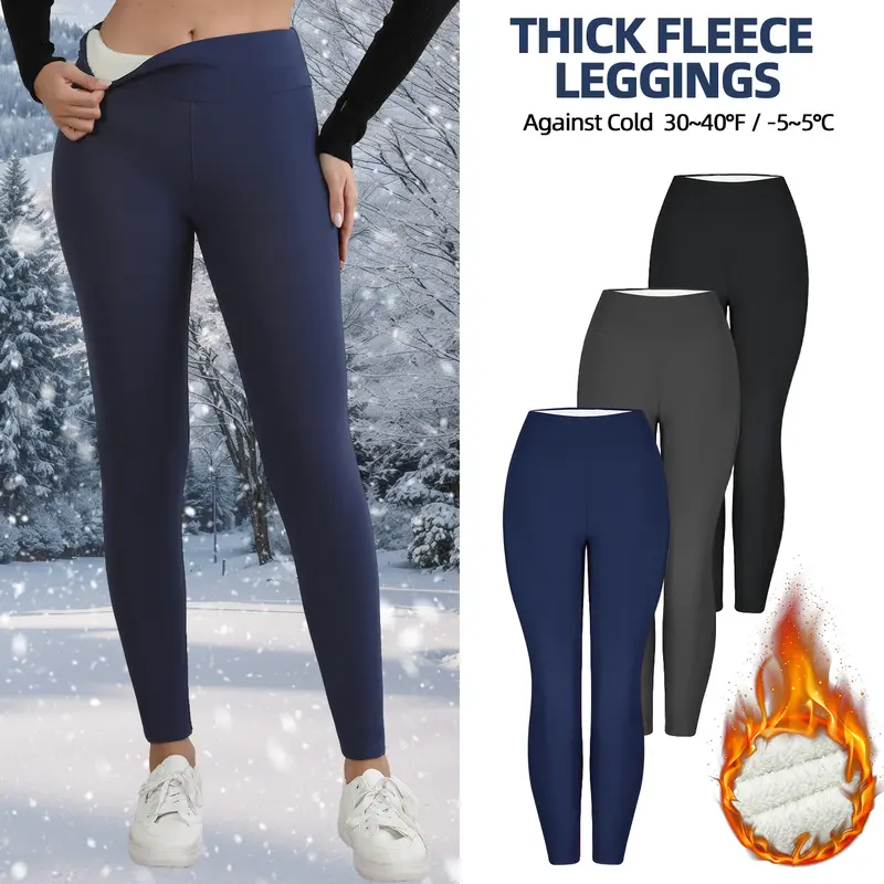 CHRLEISURE 1/3/6PCS Thermal Thick FLeece Lined Leggings for Cold Winter Warm, High Waist Women's Cozy Workout Wear Fleece Pants for Yoga Riding Casual Wear Tights