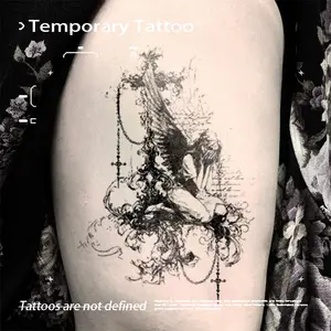 1pcs Vintage Dark Angel Herb Juice Tattoo Sticker for Men and Women, Long Lasting Waterproof Arm Tattoo Design, Sexy Body Art