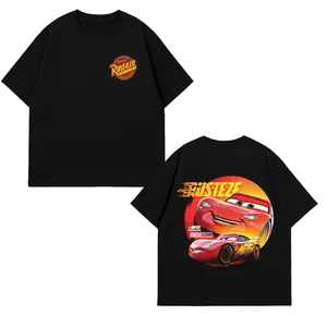 Rusteze Racing Car Graphic T-Shirt Gildan Unisex Tee, Lightning 95 Cartoon Car Shirt, Vintage Racing Car Fan Tee, Double Side Print Graphic Shirt, Casual Cotton Tee for Men Women