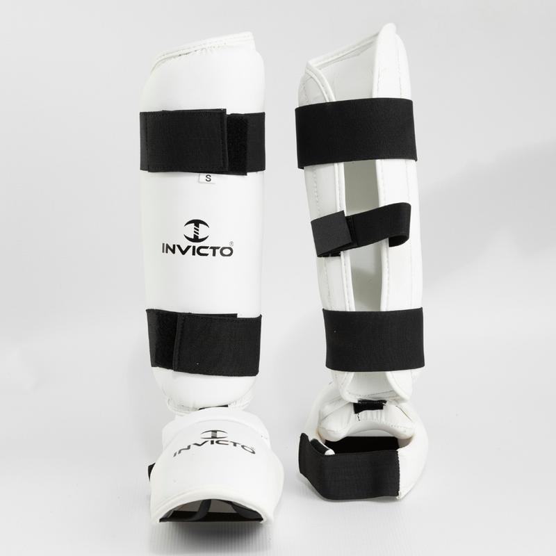Invicto Sports Shin & Instep Guards, Premium Rexine Leather Construction, Adjustable Strap & Buckle Closure, for MMA & Martial Arts Training