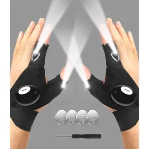 LED Flashlight Gloves, Stocking Stuffers Gifts for Men, Christmas White Elephant Gifts for Adults Dad Him Boyfriend Birthday Father's Day, Cool Gadget Finger Lights for Fishing Camping