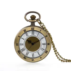 OIDEA Unisex Vintage Engraved Floral Roman Numeral Dial Analog Quartz Pocket Watch Necklace, Silver Sweater Chain, Classic Vintage Fashion Gift Accessory, Classic Quartz Watch