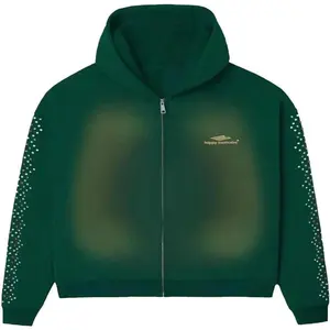 Happy Memories Don't Die HMDD Crystal Zip Up Hoodie Green