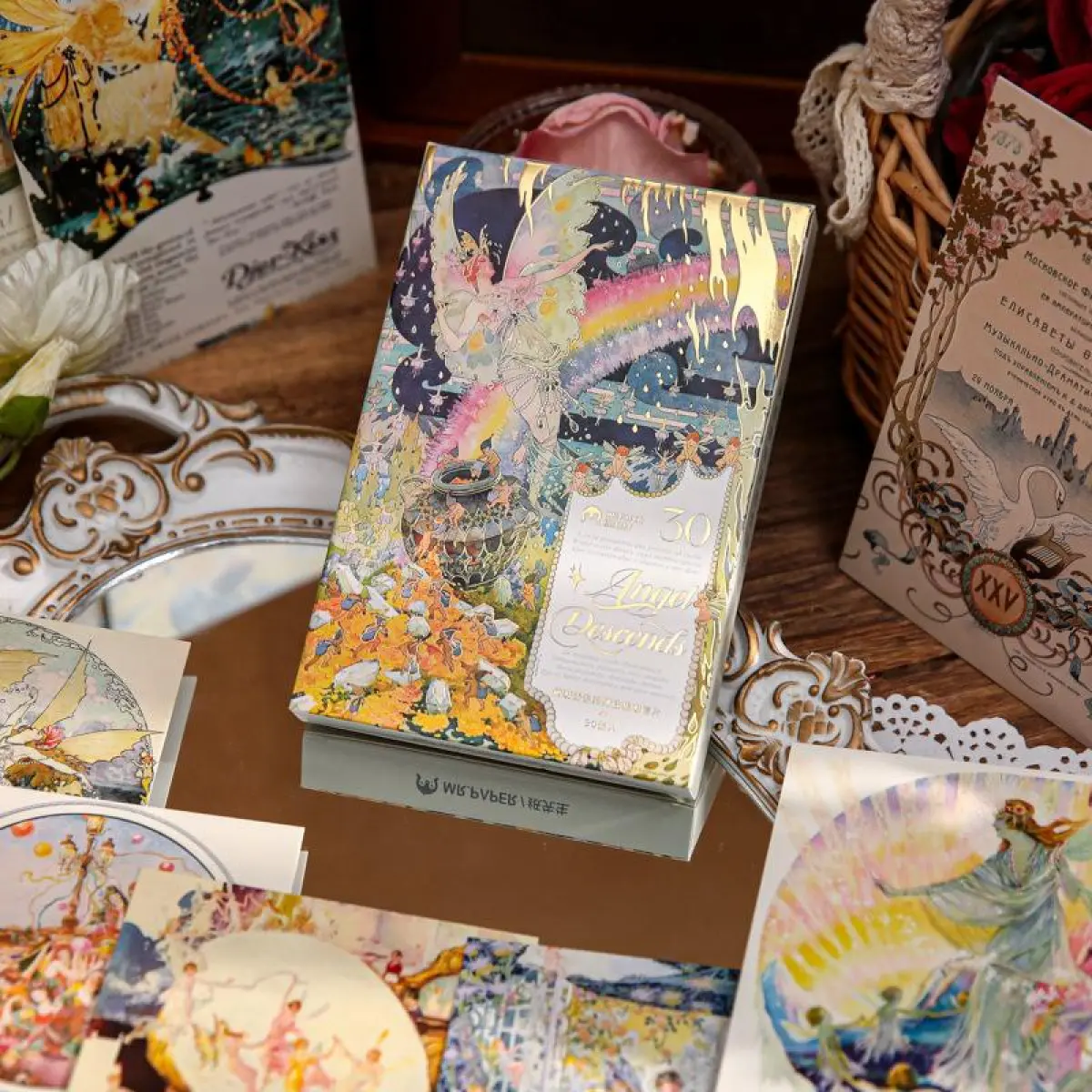 1 boxed postcard vintage style art postcard DIY student commemorative message card postcard