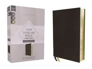 NASB, Thinline Bible, Large Print, Passaggio Setting, Leathersoft, Black, Red Letter, 1995 Text, Comfort Print: Elegantly uniting single and double columns into one Passaggio Setting Bible design by Zondervan [Leatherbound Book]