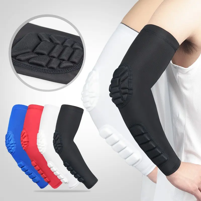 1pc Sports Elbow Protector, Honeycomb Impact Protection, Compression Arm Sleeve, Unisex, Basketball, Cycling, Fitness, Skiing Gear