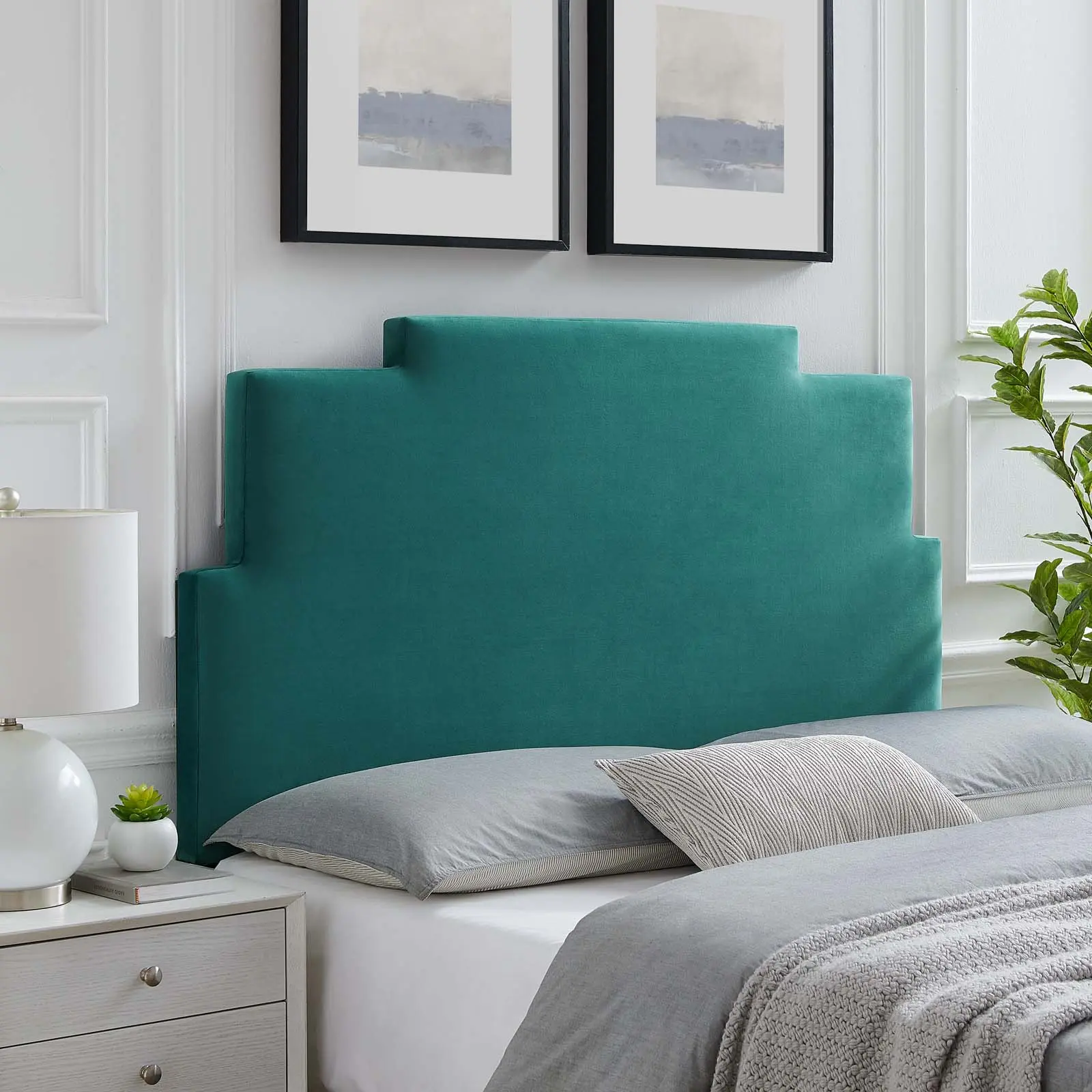 Modway Kasia Performance Velvet Twin Headboard in Teal