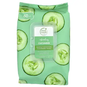 Petal Fresh Makeup Removing Cleansing Wipes, Refreshing Cucumber, 60 Wipes