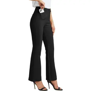 Women’s Yoga Dress Pants Bootcut Work Slacks Stretch Office with Belt Loops 4 Pockets 30" Fit SoftGARMENTARY