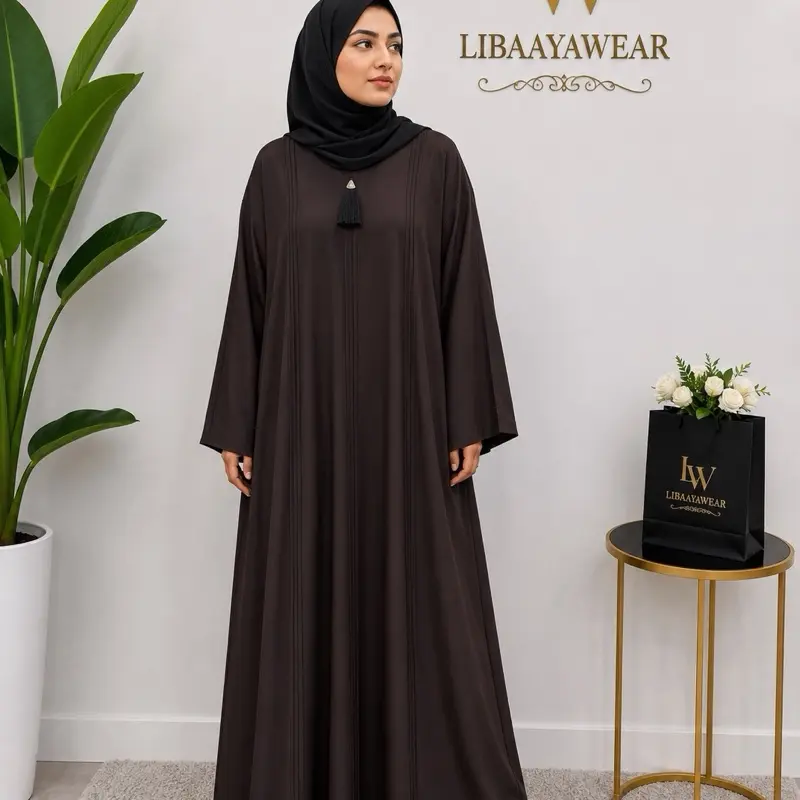 Women's Classic Chocolate Brown Abaya - Simple, Elegant Design for Effortless Modest Style