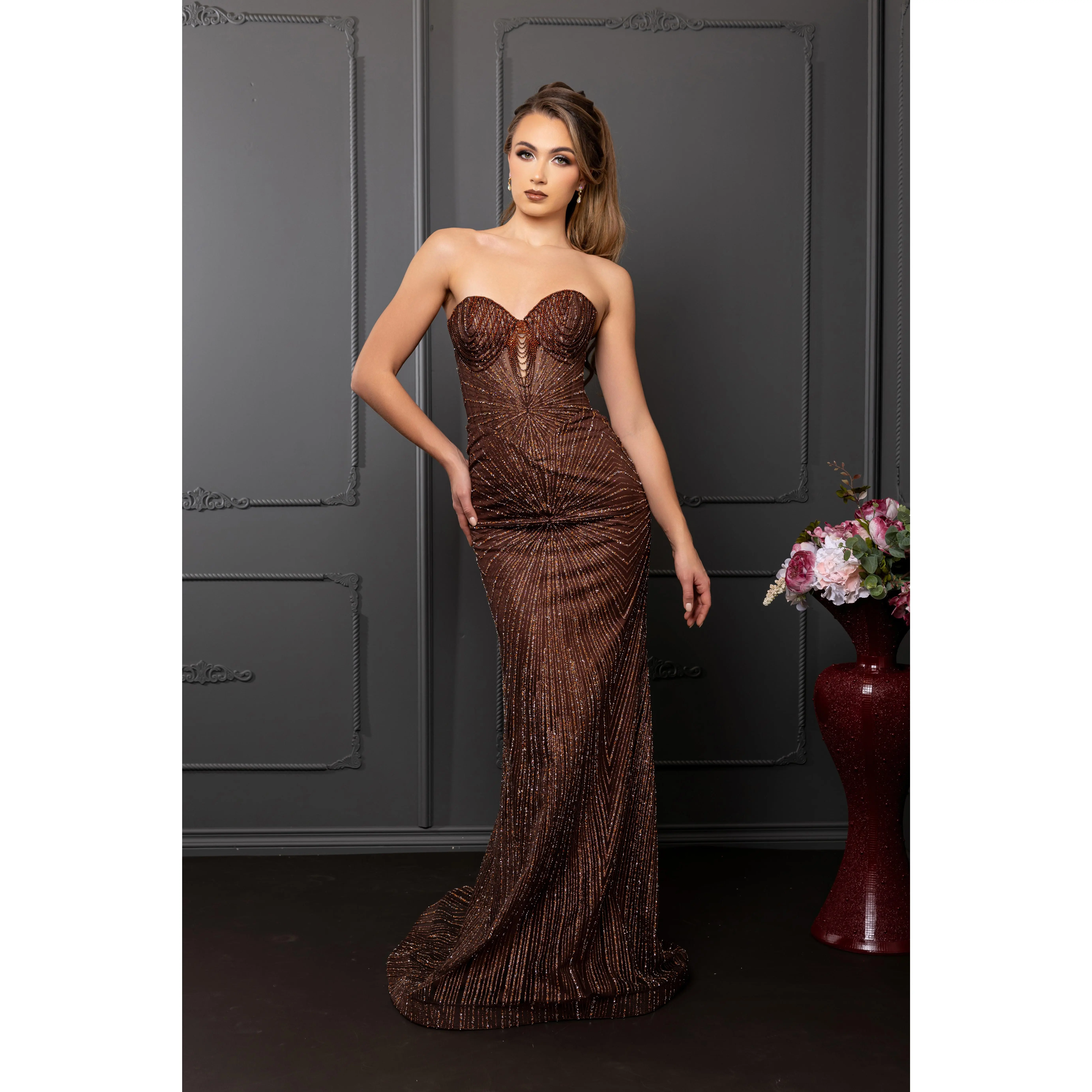 Strapless Corset Sequin Evening Gown | Sparkling Mermaid Prom Dress By May Queen MQ2195
