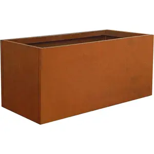 Corten Steel Planter Box Rectangular Planters 32" L x 16" W x 16" H Large Outdoor Planter Metal Planter Box for Tall  Trough Rustic for Garden Yard Commercial Residential