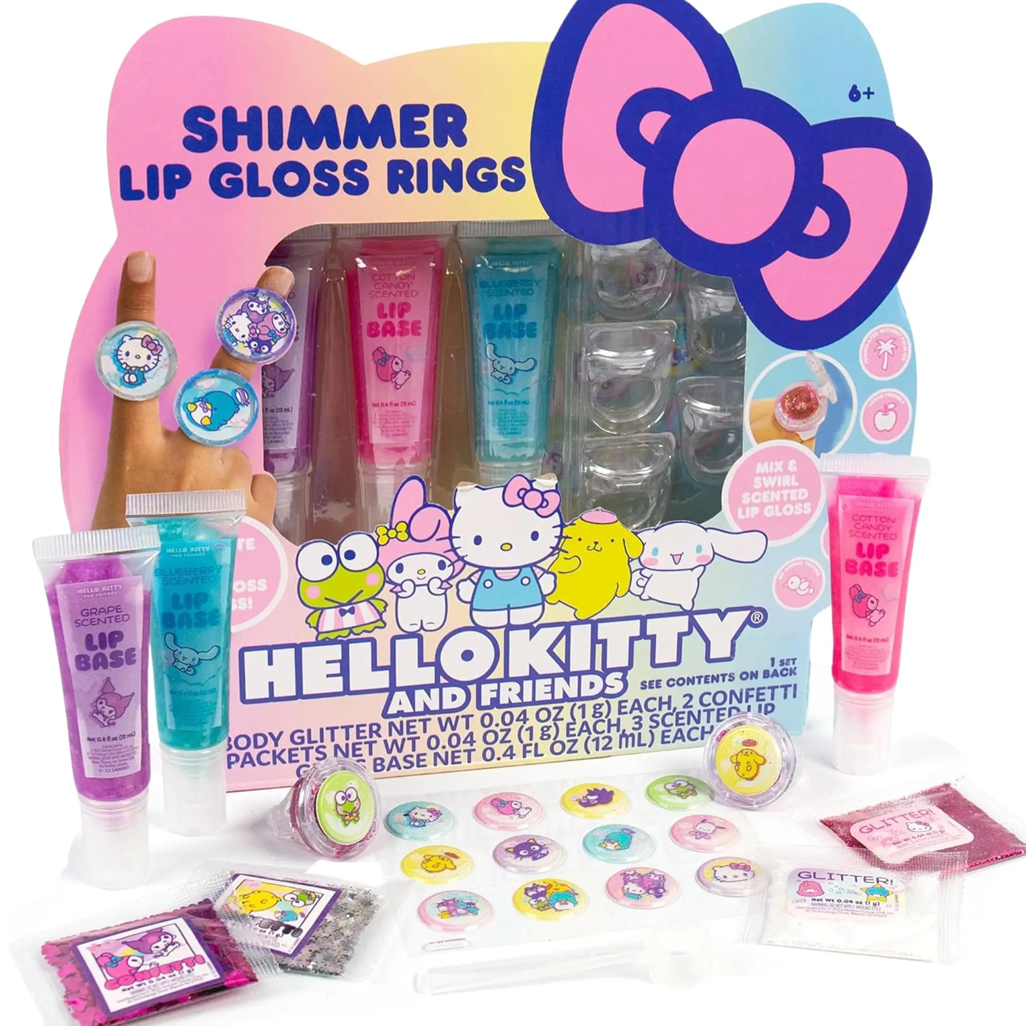 Sanrio Hello Kitty and Friends Shimmer Lip Gloss Making Kit - Kids' Arts & Crafts Educational Toy, Colorful Cosmetic, Glossy Lip Products, Makeup Gift