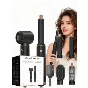 5 in 1 Blow Dryer Brush, Upgrade Hair Dryer Brush Air Curler Air Curling Wrap Styler, Detachable Hot Air Brush Negative Ion Curling Brush Iron, Hair Styling Tools for Drying Curling Straightening