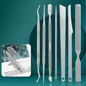 7pcs Foot trimming tool set, nail art tool set, including nail clippers, steel push knives, foot trimmers, nail files, convenient and safe foot nail trimming tools for carrying