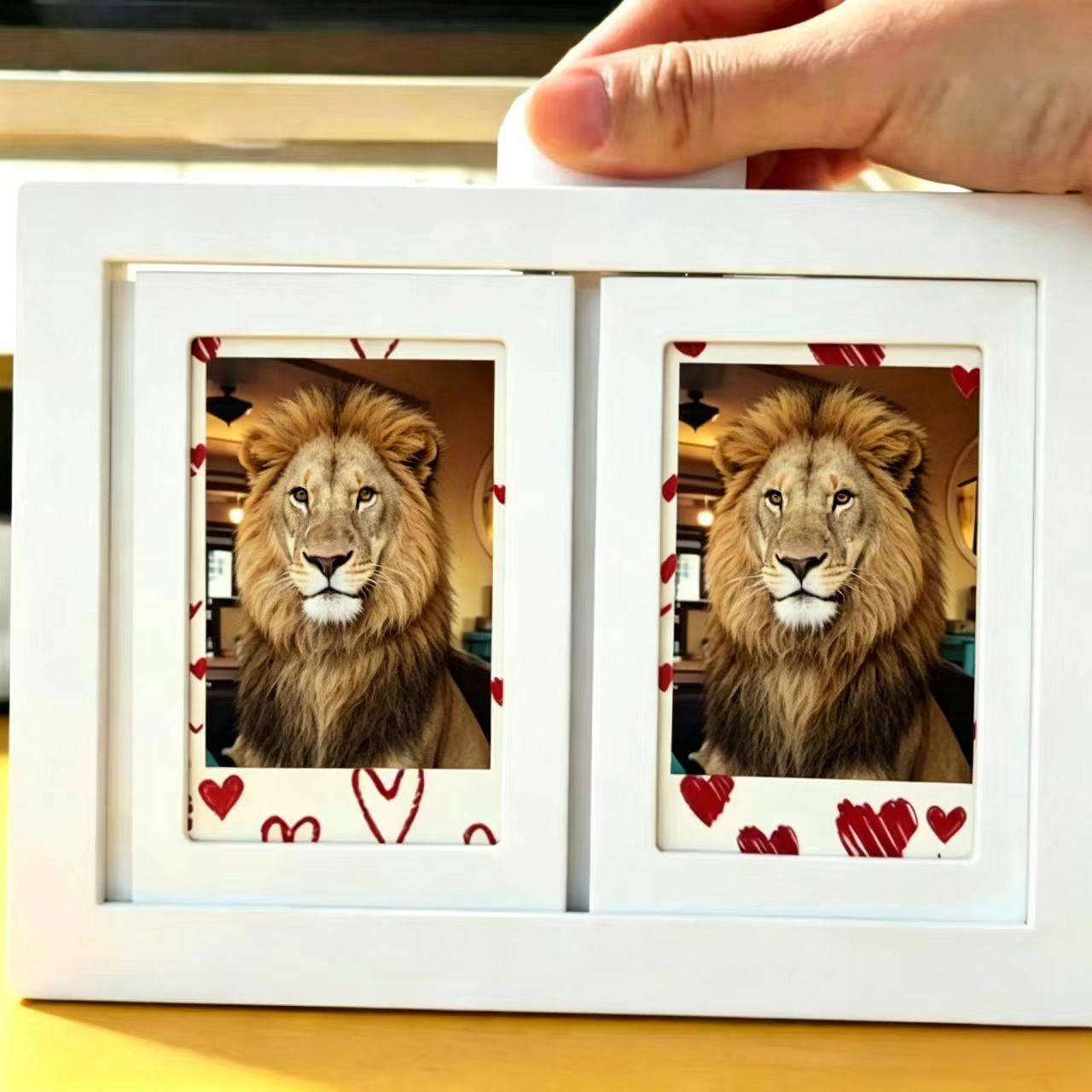 Flip Photo Frame for Desk | Mini Polaroid Album That Rotates to Display 12-24 Photos!