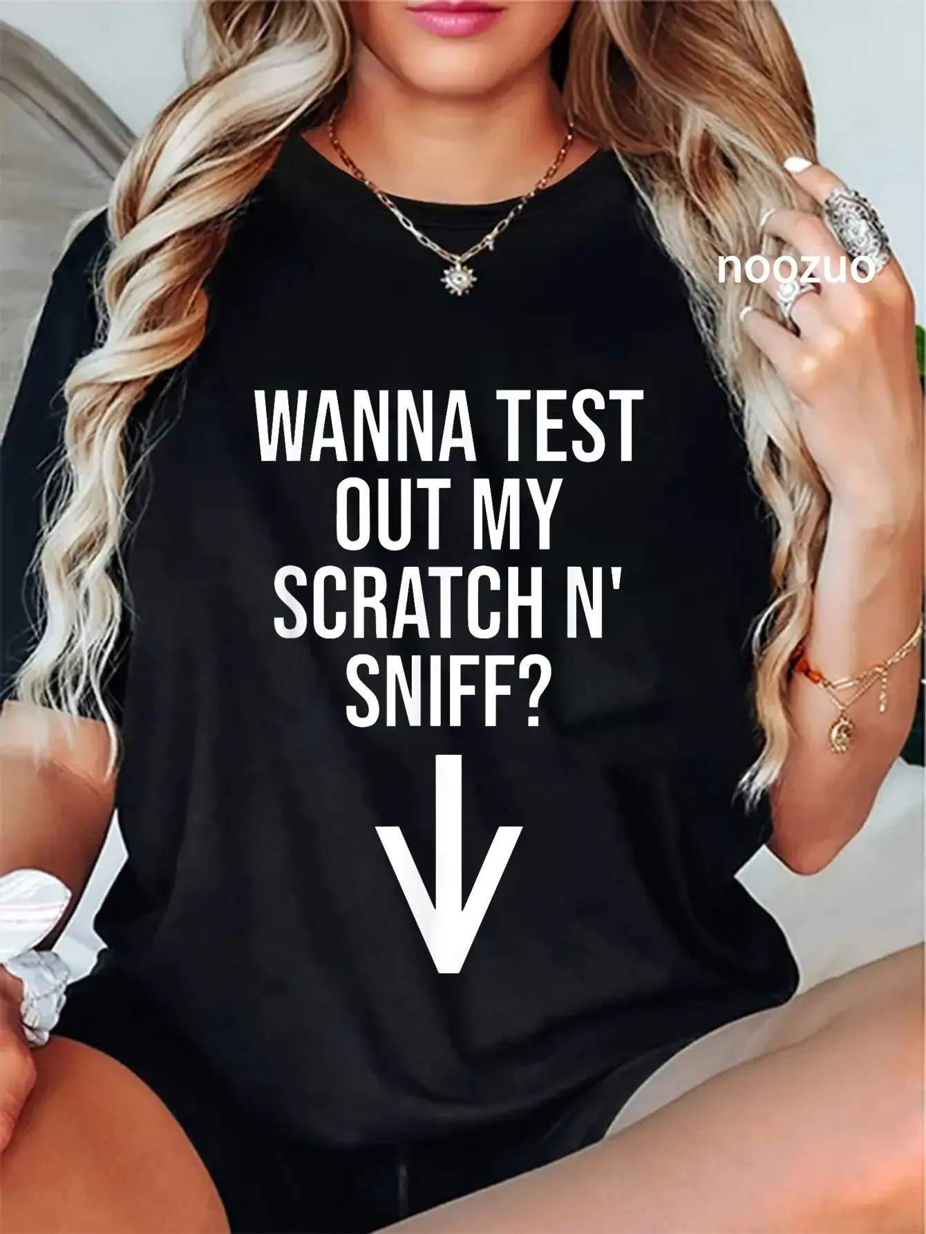 Women's Vintage 100% Cotton Short-Sleeve Round Neck Graphic T-Shirt - Everyday Casual Streetwear Clothes with Funny Adult Humor Scratch 'n' Sniff Print for All Seasons