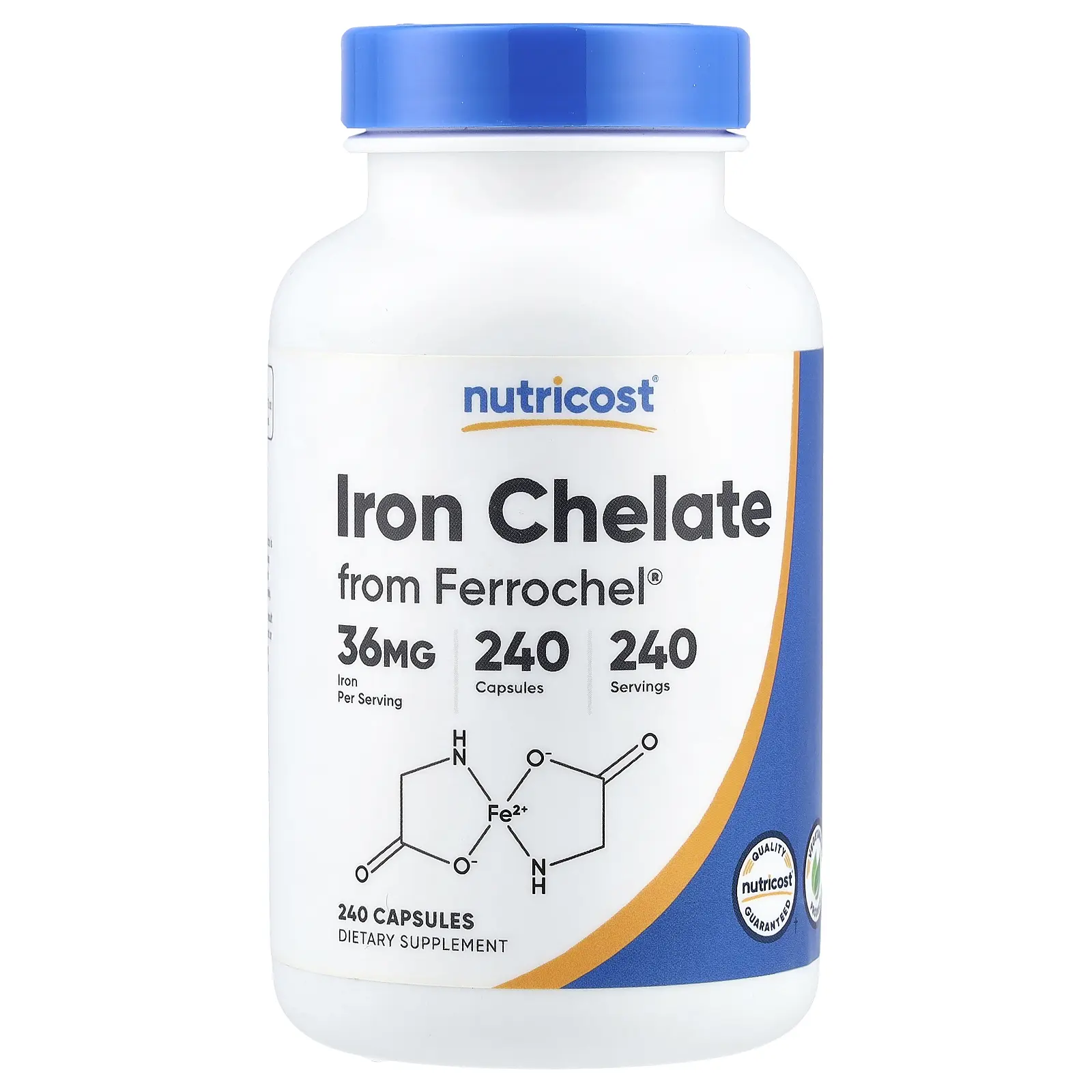 Nutricost Iron Chelate From Ferrochel®, 36 mg, 240 Capsules