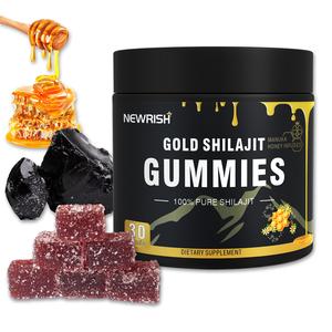 Newrish Gold Shilajit Gummies - 100% Natural & Organic - 30 Gummies with Manuka Honey Fulvic Acid & 85+ Trace Minerals for Enhanced Athletic Performance - Fitness