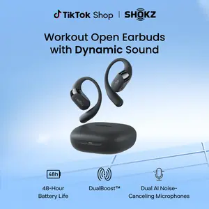 SHOKZ OpenFit 2 Open-Ear Headphones with True Wireless Bluetooth, Microphone, 48 Hours of Playtime, Fast Charging, IP55 Water-Resistant