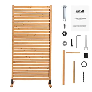 VEVOR Wooden Privacy Screen 36" x 76" Freestanding Outdoor Privacy Screen for Patio