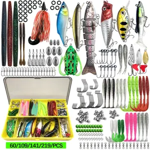 60/109/110/141/219Pcs Fishing Lures Kit, Fishing Tackle Kit, Fishing Accessories Including Spoon Lures, Soft Plastic Worms, Crankbait Jigs, Fishing Hooks, Outdoor Fishing Accessories, Fishing Gear Set, Fishing Equipment