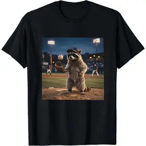Funny Raccoon Baseball Pitcher Shirt, Retro Funny Baseball Raccoon T-shirt, Baseball Mom Gift, Just a Pitcher Creature Tee