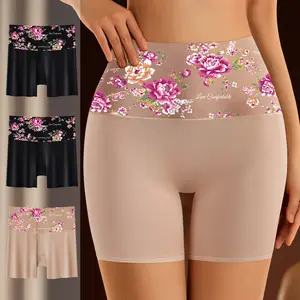 3 Pack High-Rise Women's Underwear - Elegant and Comfortable Boxer Briefs with Floral Print Embellishments - Hip-Hugging Skin-Friendly Long Skirt Leggings - Women's Panties  Womenswear S-XXL 1352