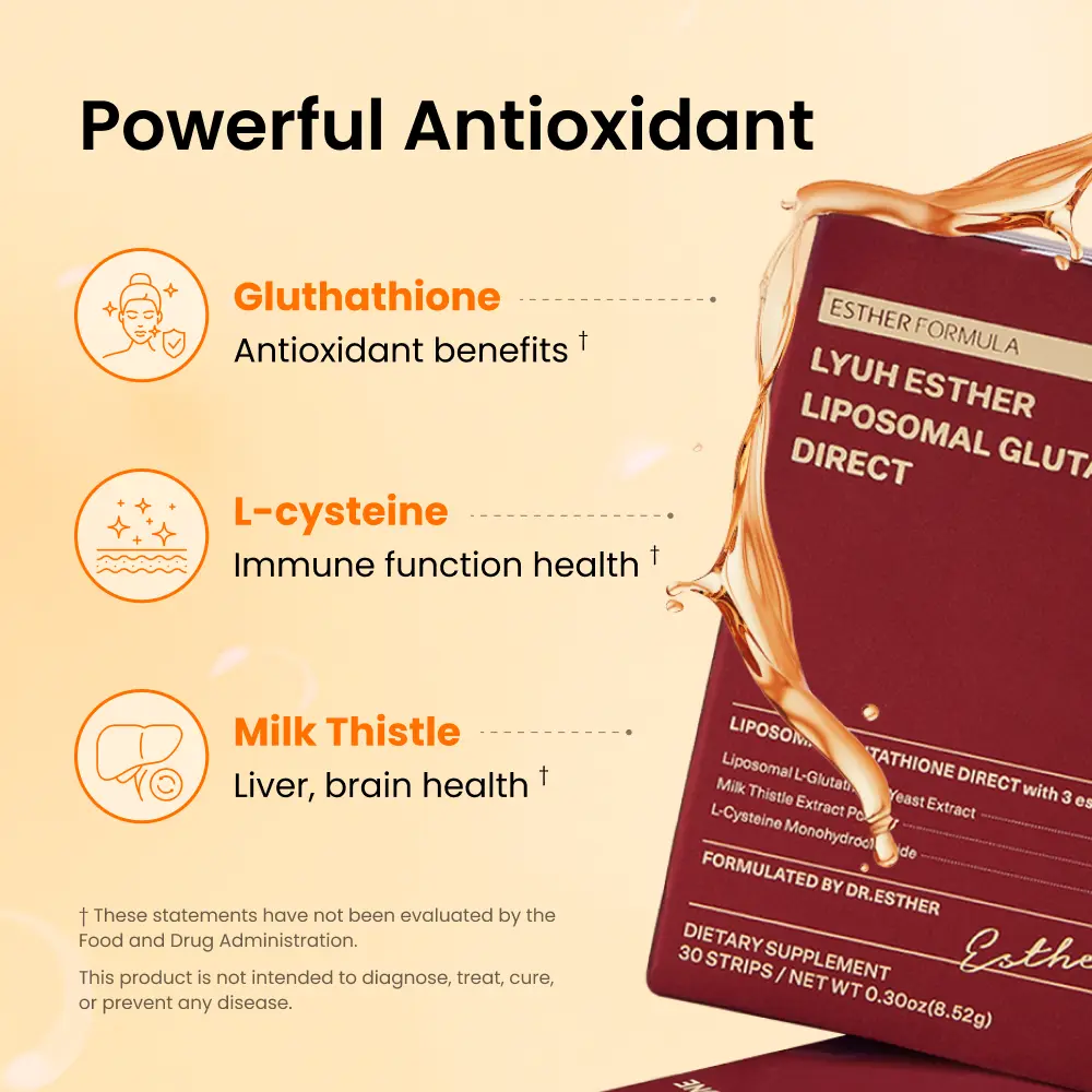 ESTHER FORMULA Liposomal Glutathione Direct (284mg*30strips) Glutathione Strips, Korean Beauty Supplement Made in USA for antioxidant, Skin Tone Care, K-Beauty, Inner Beauty Healthcare Fitness - TikTok Shop ESTHER FORMULA Liposomal Glutathione Direct (284mg*30strips) Glutathione Strips, Korean Beauty Supplement Made in USA for antioxidant, Skin Tone Care, K-Beauty, Inner Beauty Healthcare Fitness - TikTok Shop