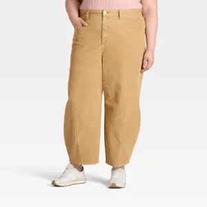 Women's High-Rise Corduroy Barrel Jeans - Universal Thread Tan 20