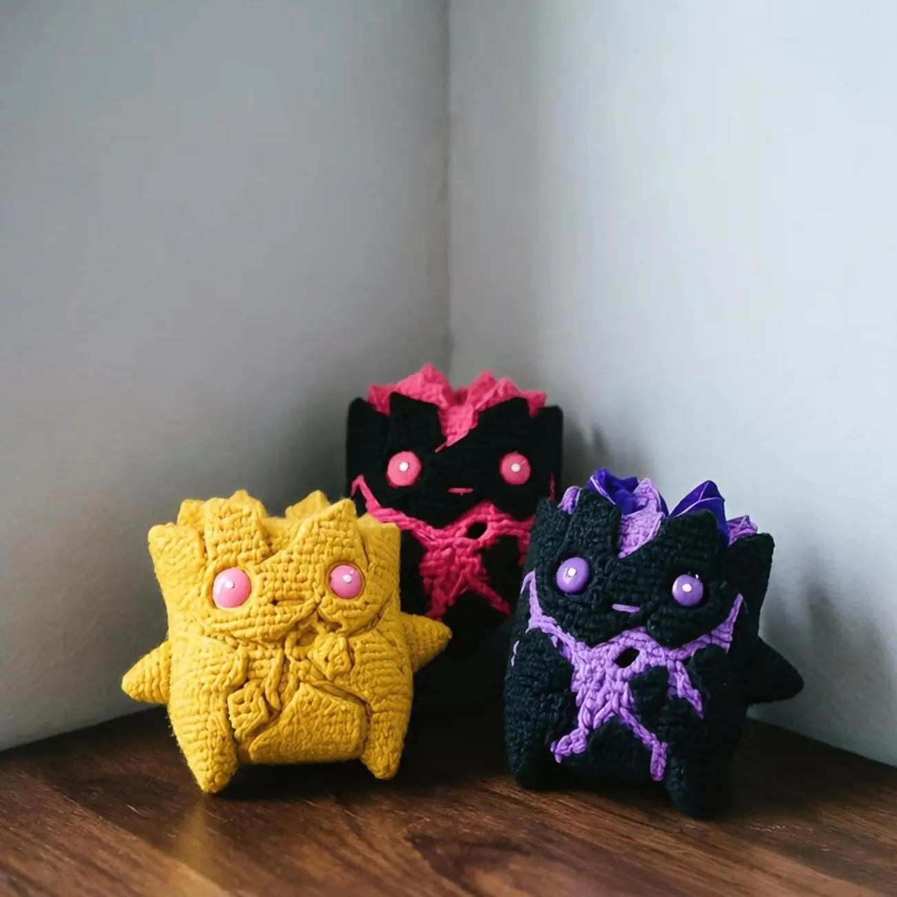 Zero Cube Crochet Amigurumi, Dark Alt Style Block Sprite Plush, Whimsical Gothic Elf Doll