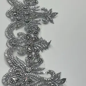 Elegant  Beaded Embroidery Trim -Floral Design for Clothing and Accessories