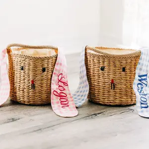 Easter Basket with Gingham Bunny Ears