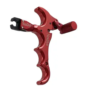 NoxDyn 4-finger Thumb Release 360° Rotatable Bow Releases for Compound Bow (Red)