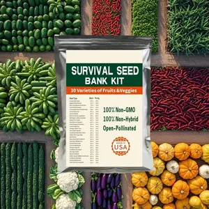 30,000 Non-GMO Heirloom Vegetable Seeds – Professional-Grade Survival Garden Kit with 100 Packets & 30 Crop Varieties – Long-Term Storage for Sustainable Food Production & Self-Sufficiency