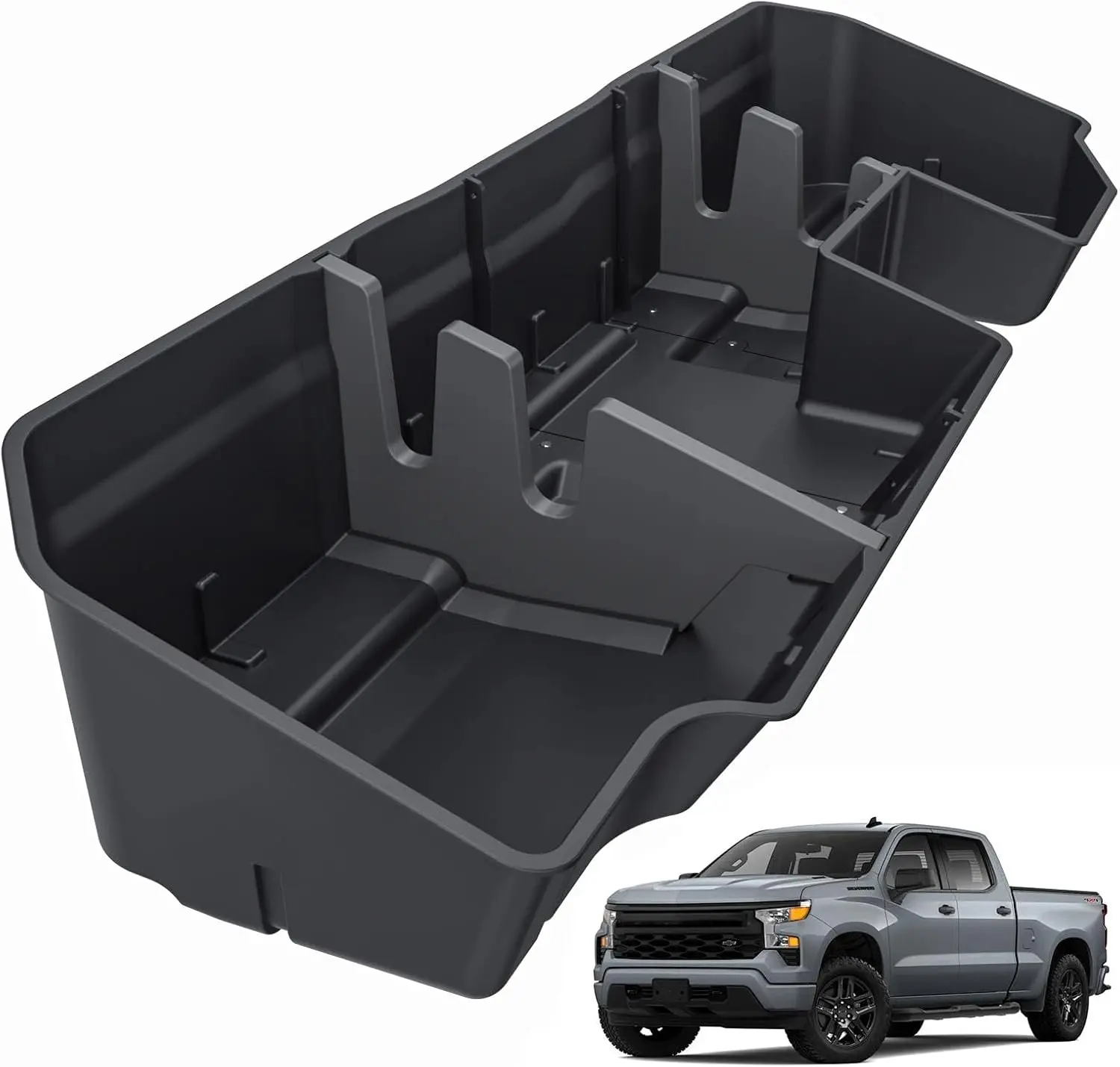 Under Seat Storage Boxes, Car Organizers and Storage for 2019-2026 Chevy Silverado 1500/GMC Sierra 1500, 2020-2026 Silverado/Sierra 2500HD/3500HD Double & Crew Cab Rear Underseat Organizer