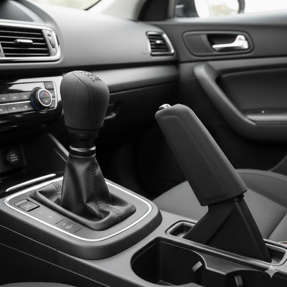 Upgrade Car Gear Shift Knob & Shifter Knobs & Handbrake Cover Set, High-Temp Resistant Silicone Non-Slip Design, Universal Fit for Manual Transmission Cars & SUVs, Durable Anti-Dust Automotive Interior Accessories.