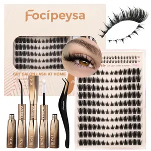 Focipeysa Cat Eye Lash Clusters | Spiky Eyelash Clusters | Manga, Fluffy, Beginner-friendly | Lash Kit with Bond and Seal, Resuable, Waterproof | Get Flawless Salon Extensions at Home | Complements  All Makeup Looks